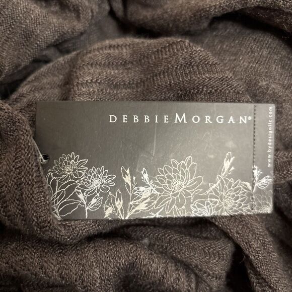 Debbie Morgan Long Sleeve Ribbed Front Flared Open Cardigan Sweater Brown Large - Picture 13 of 16